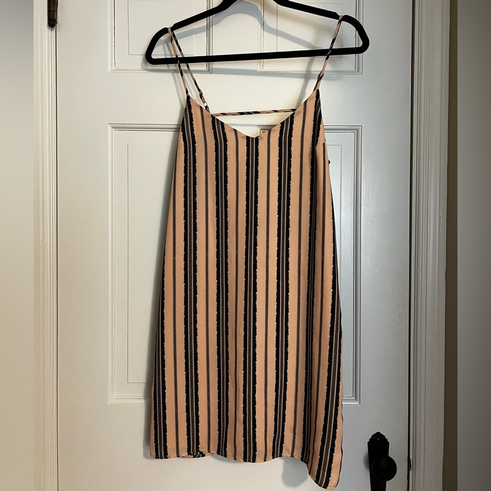 AQUA Striped Slip Dress – Blush & Black | Size Small